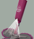 Triple microfiber mop with rotating spray heads and extendable arm