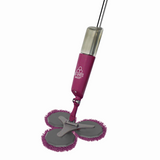 Triple microfiber mop with rotating spray heads and extendable arm
