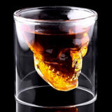 Juego de 3 vasos de chupito de cristal en forma de calavera en 3D de 130 ml