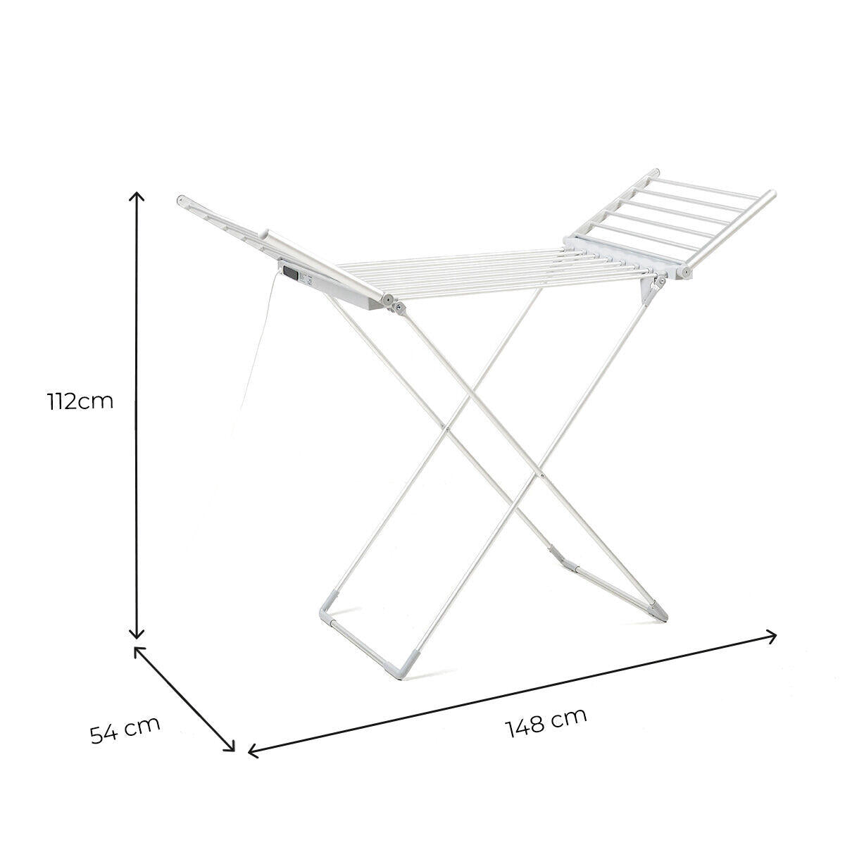 Tendedero Eléctrico Plegable con Alas, Pantalla Táctil, Temporizador y Control de Temperatura Warmmat InnovaGoods 230 W 20 Barra