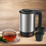 Kit de viagem: Secador de cabelo com cabo dobrável e chaleira elétrica de viagem em aço inoxidável de 0,5L.