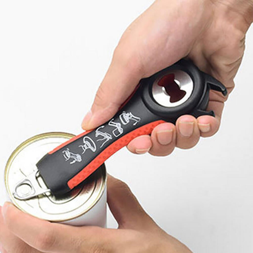 Abridor de frascos e tampas com apoio para os dedos, ideal para idosos com pouca força nas mãos, abre-cápsulas multifuncional 4 em 1. 