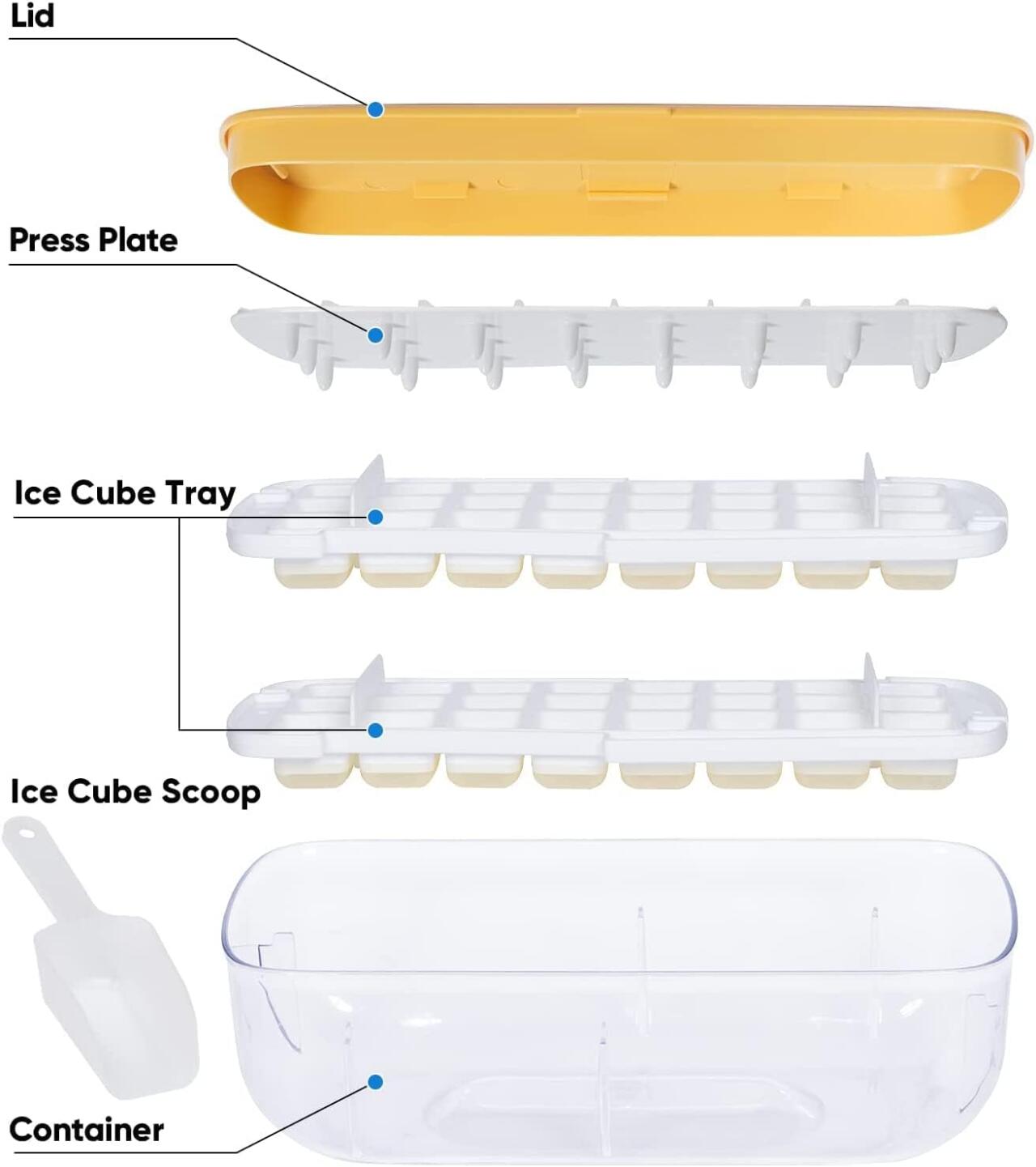 Máquina para hacer cubitos de hielo 2 en 1 con bandeja y tapa