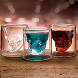 Juego de 3 vasos de chupito de cristal en forma de calavera en 3D de 130 ml