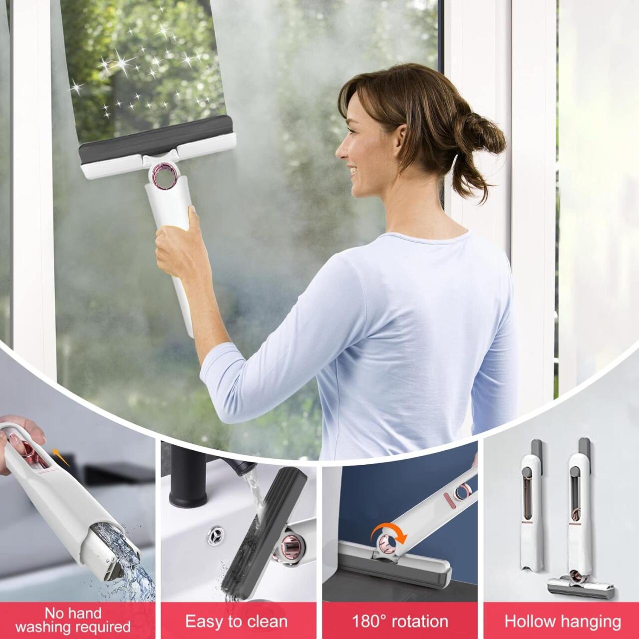 Mini esfregona de mesa para limpeza de azulejos e paredes, com sistema de torção automática.