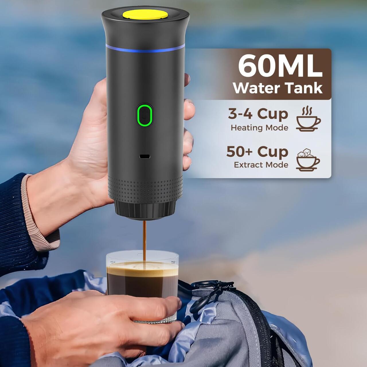 Cafetera Portátil 3 en 1 – Máquina de Café Espresso Compacta y Recargable para Cápsulas, Café Molido e Instantáneo