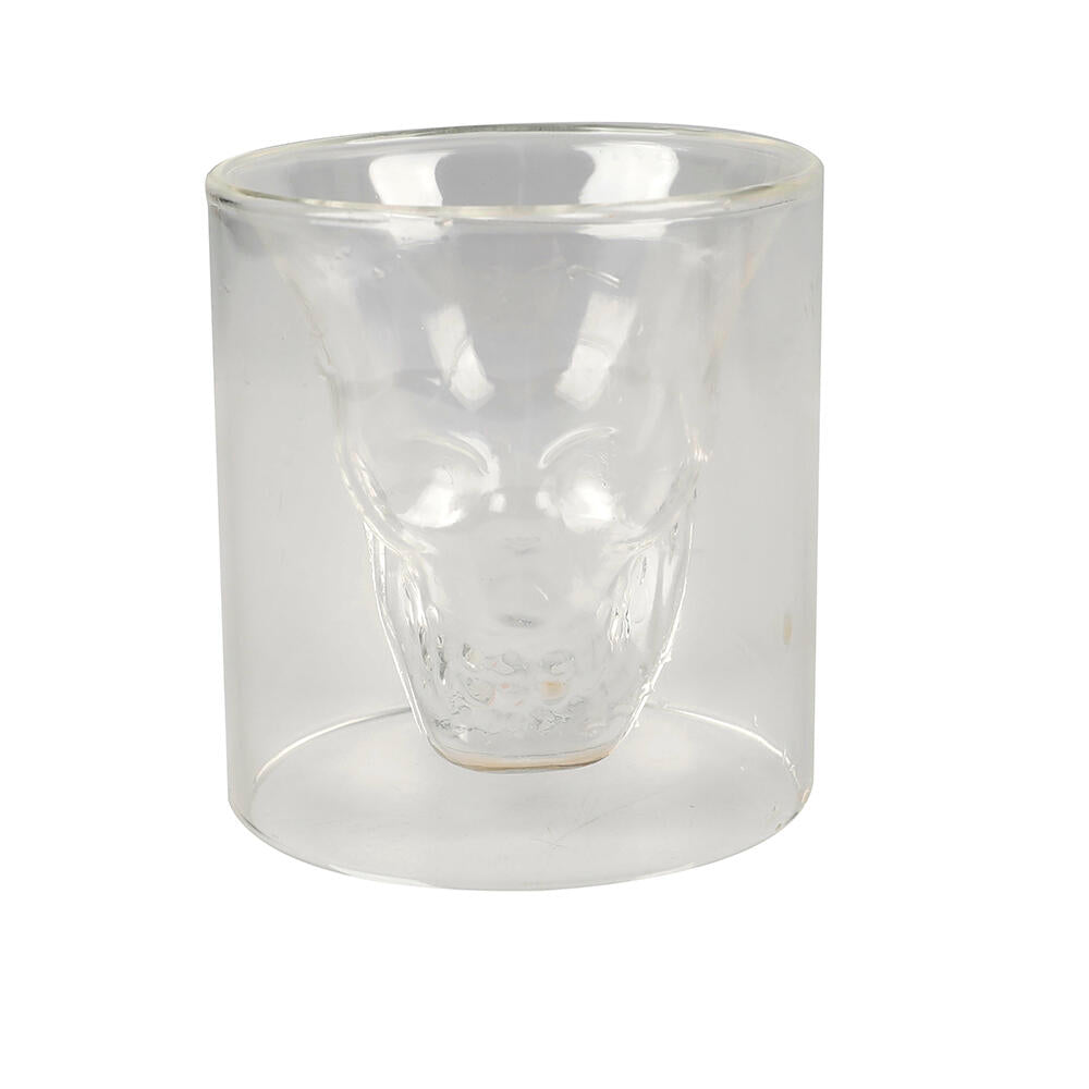 Juego de 3 vasos de chupito de cristal en forma de calavera en 3D de 130 ml