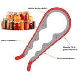 Abridor de frascos e tampas com apoio para os dedos, ideal para idosos com pouca força nas mãos, abre-cápsulas multifuncional 4 em 1. 