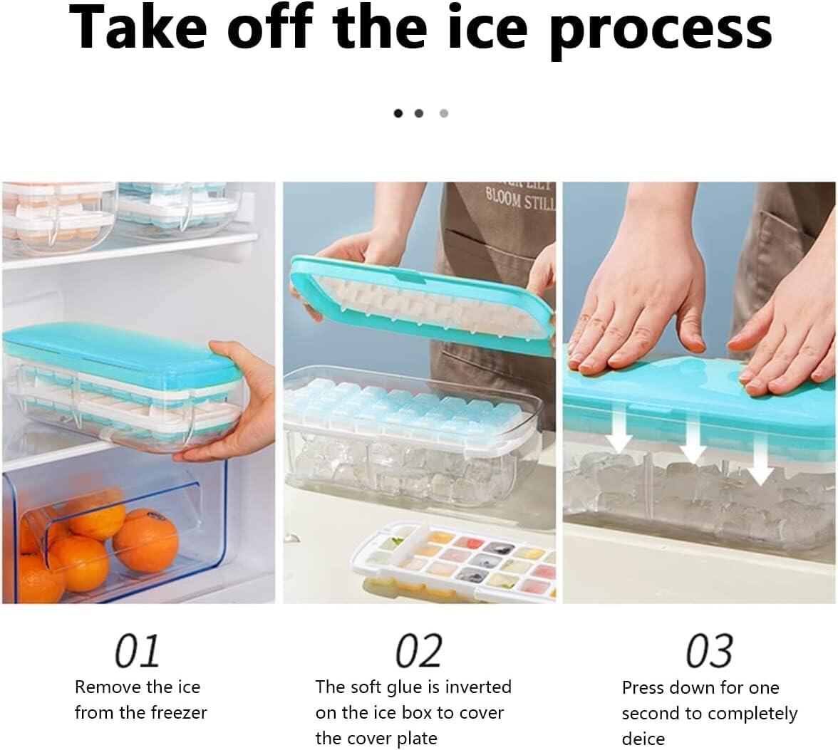 Máquina para hacer cubitos de hielo 2 en 1 con bandeja y tapa