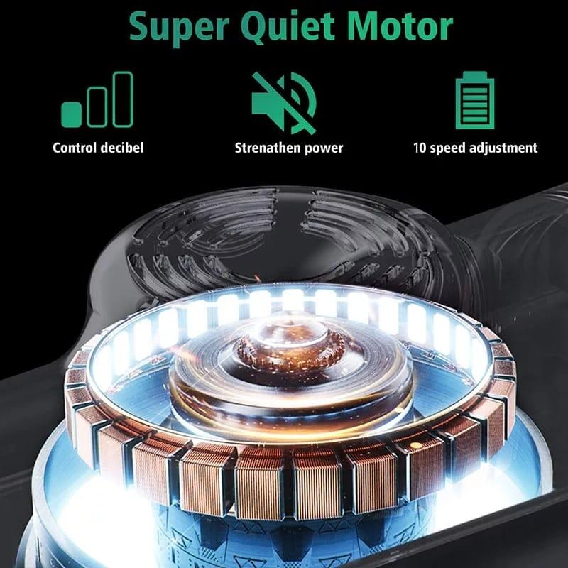 Mini pistola de massagem com botão e 4 cabeças.