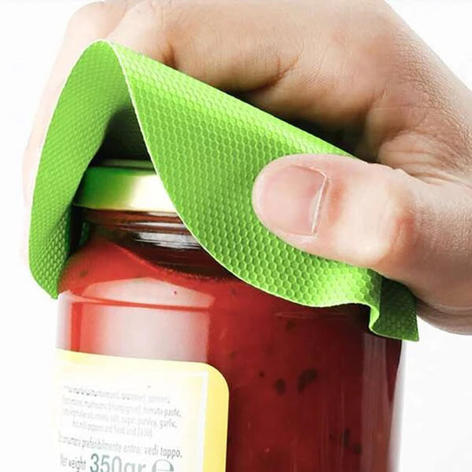 Abridor de frascos tapas con almohadilla de agarre para personas mayores manos débiles, abridor multifunción 4 en 1